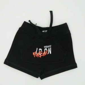 Dsquared2 Pantaloncino nero con logo nero e fucsia