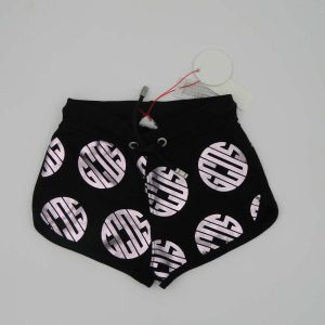 GCDS Pantaloncino nero con logo argento