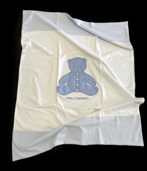 Peuterey Copertina neonato Peuterey bianco/celeste, con bottoncini sull’orsetto