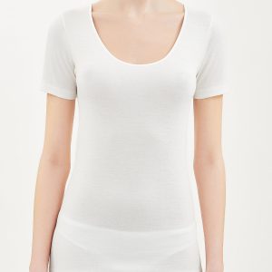 Maglia donna a maniche corte marca Ragno serie Sintonia con bordo raso in lana e cotone