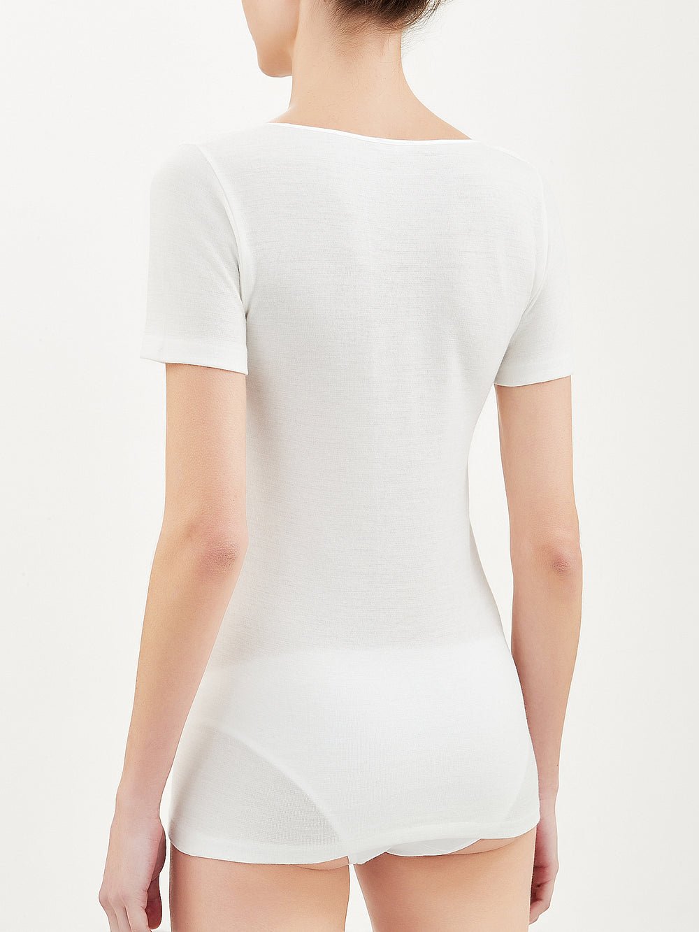 Maglia donna a maniche corte marca Ragno serie Sintonia con bordo raso in lana e cotone - immagine 6