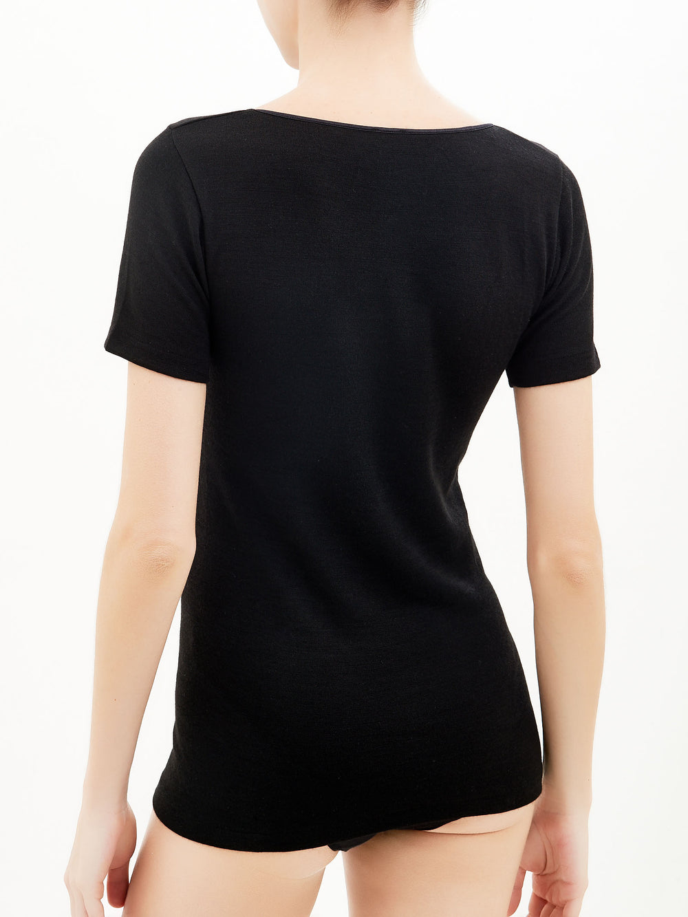 Maglia donna a maniche corte marca Ragno serie Sintonia con bordo raso in lana e cotone - immagine 7