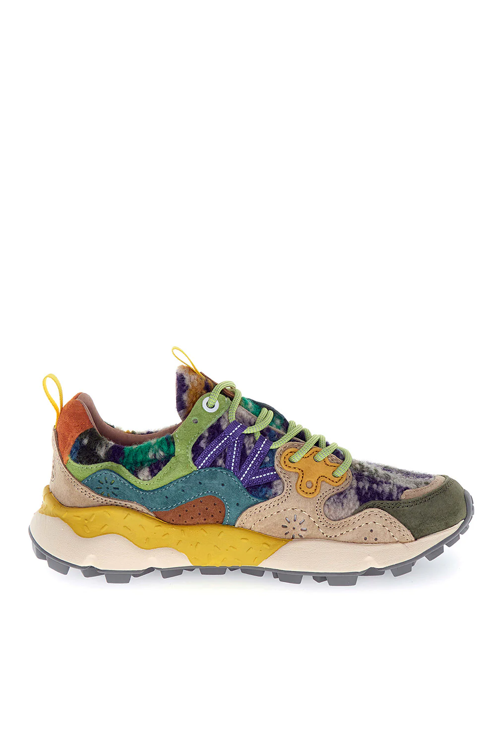 Sneakers Flower Mountain grey taupe dark green teddy Yamano 3 - immagine 2