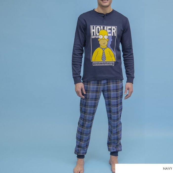 Pigiama uomo marca Sabor modello Homer dei The Simpson in caldo cotone