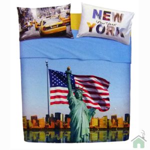Completo letto copriletto matrimoniale marca Bassetti modello “New York”