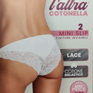 Slip donna marca Cotonella serie Essential art gd 287 in cotone elasticizzato e pizzo