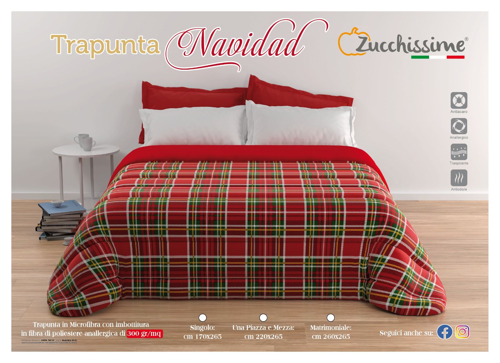 Trapunta marca Zucchissime serie Navidad modello matrimoniale
