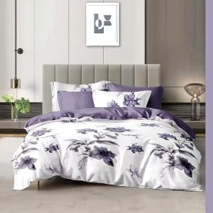 🌸 Copripiumino matrimoniale Double Face con Federe Coordinate – Eleganza Floreale e Versatilità Moderna con fiori viola