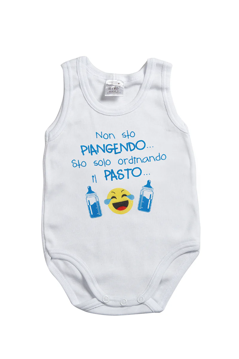 Body spalla larga in cotone con stampa "Non sto piangendo... Sto solo ordinando il pasto..."