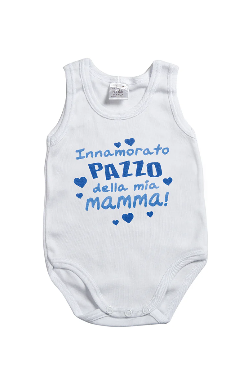 Body spalla larga in cotone con stampa "Innamorato pazzo della mia mamma!" - immagine 2