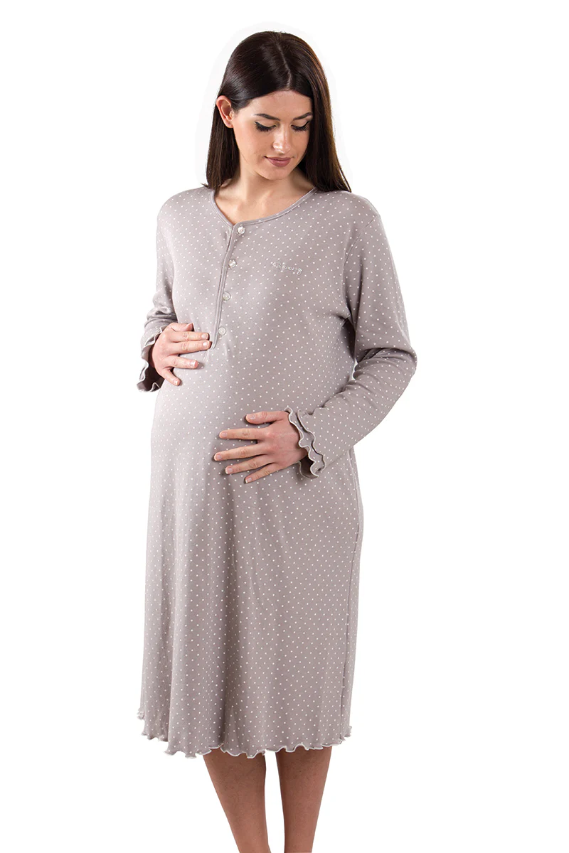 Camicia da notte premaman modello serafino manica lunga - immagine 2