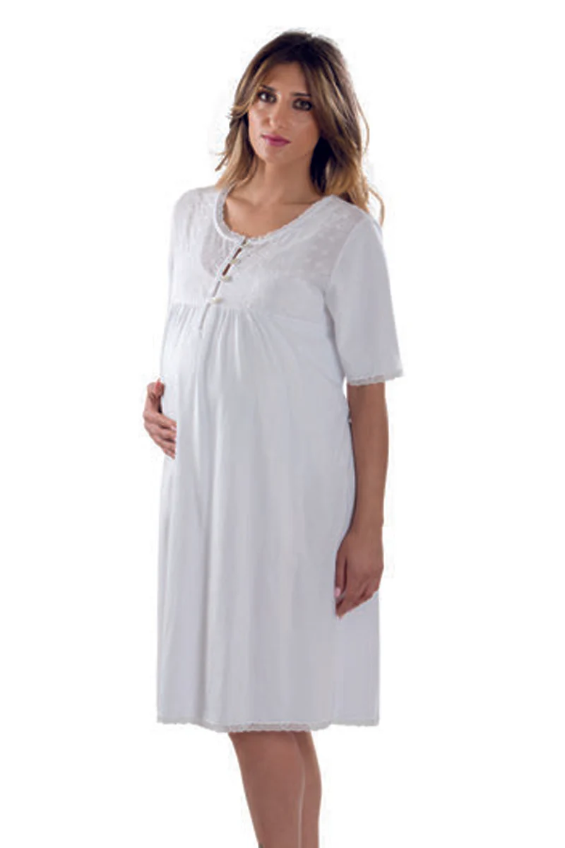 Camicia da notte per gravidanza e allattamento mezza manica - immagine 2