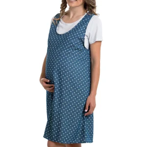 Vestito smanicato in tela jeans con t-shirt mezza manica