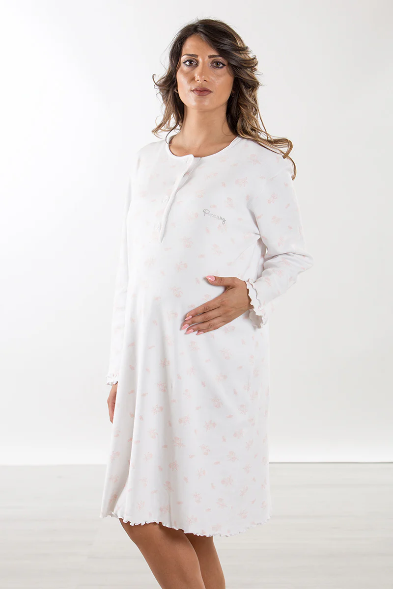 Camicia da notte premaman modello serafino manica lunga - immagine 4