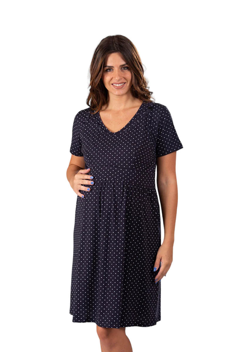 Camicia da notte per-post parto mezza manica con spallina a sgancio rapido - immagine 2