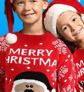 Maglione bambini Merry Christmas con stampa di Babbo Natale