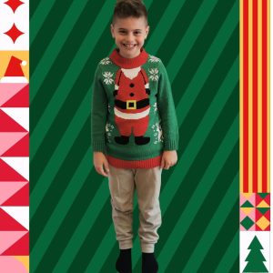 Maglione natalizio bambino / bambina modello Elfo rosso