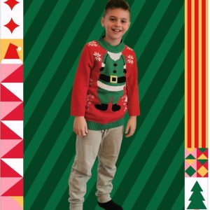 Maglione natalizio bambino / bambina modello Elfo verde
