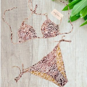 Bikini a triangolo in fantasia animalier double face taglia 42/M
