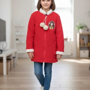 ​Vestaglia Giacca da Camera sotto donna marca Santoro London Gorjuss in Caldo Coral Fleece- colore Rosso
