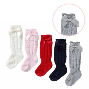 Calza gambaletto in caldo cotone con fiocco