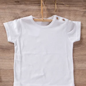 T-shirt mezza manica in cotone organico con bottoni sulla spalla