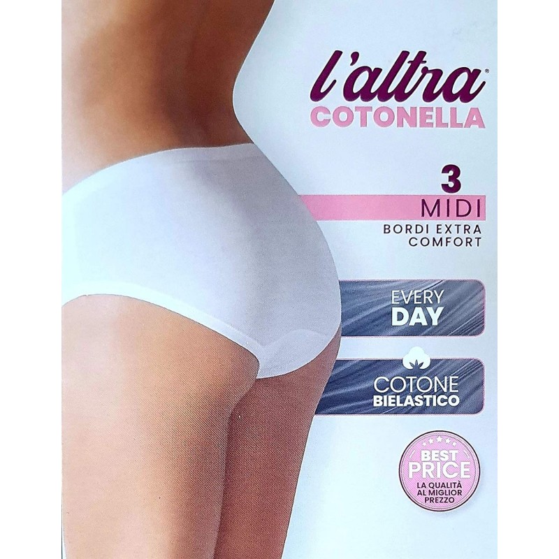 Slip midi donna marca Cotonella serie Essential art. 3363 confezione da tre pezzi - immagine 5