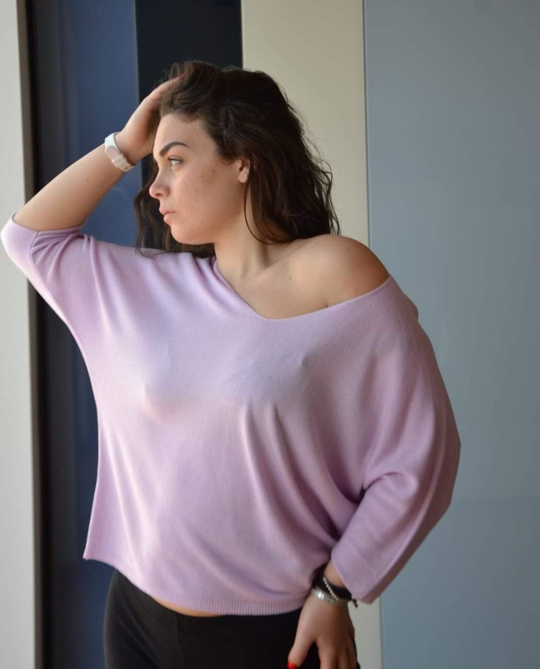 Maglia donna Chanellina maniche a tre quarti in cotone e viscosa made in italy - immagine 9