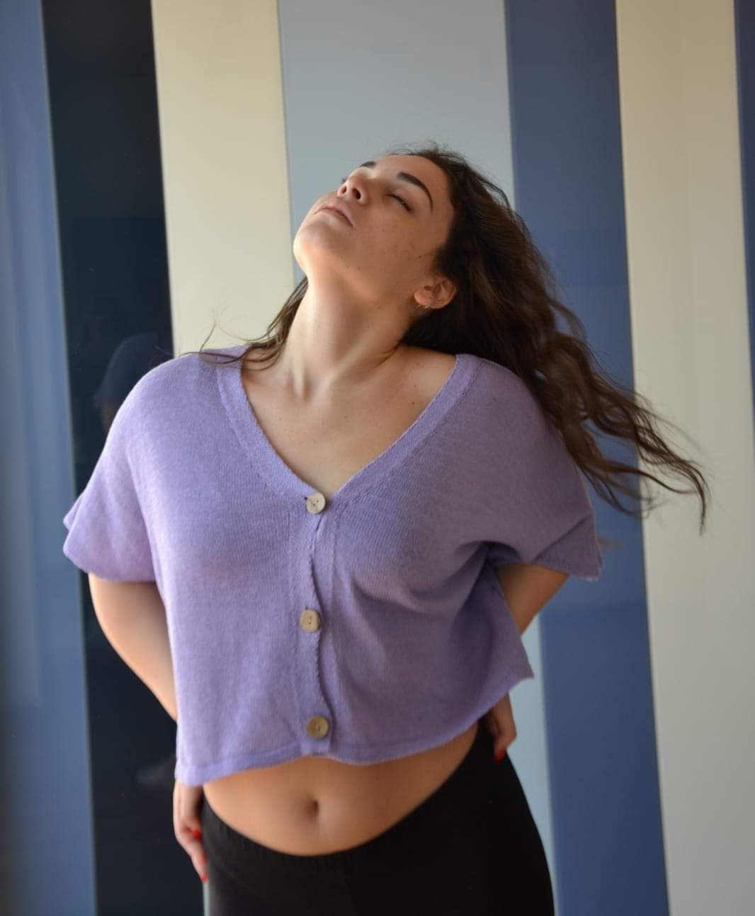 Maglia donna Desireè maniche a tre quarti abbottonata avanti in cotone e viscosa made in italy - immagine 6