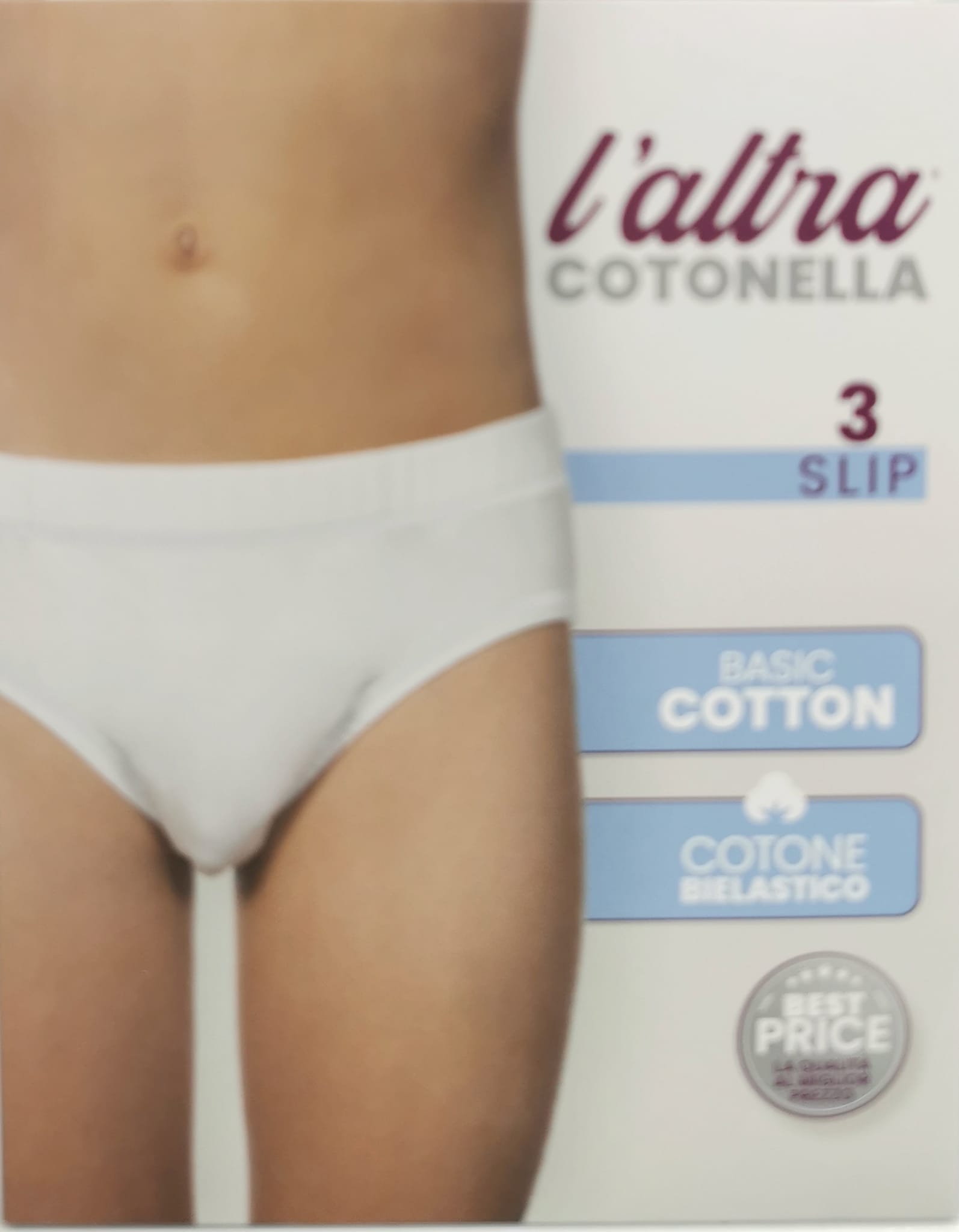 Slip bimbo marca Cotonella serie Essential modello basic cotton confezione da tre pezzi