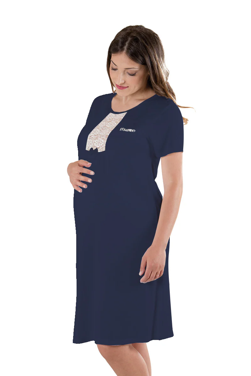 Camicia da notte mezza manica con scollo e inserti in pizzo - immagine 3