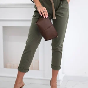 Pantalone donna quattro stagioni in tessuto di cotone modello Capri in colore Verde Militare