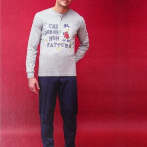 Pigiama uomo marca Disney modello Paperon dei Paperoni colore grigio in caldo cotone